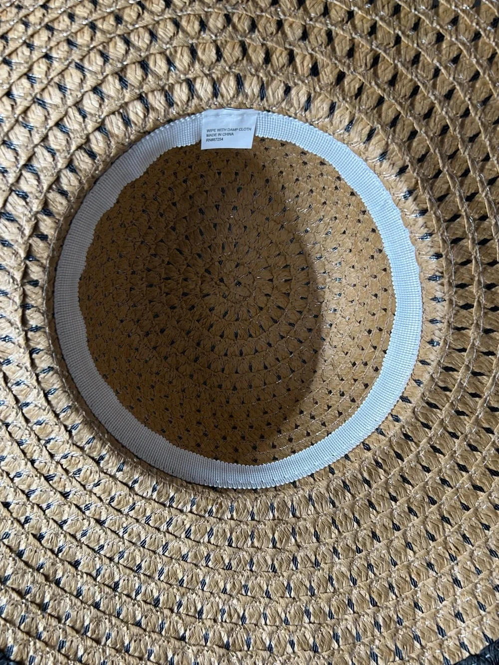 Natural Straw Wide Sun Hat with Black Trim and Black Bow